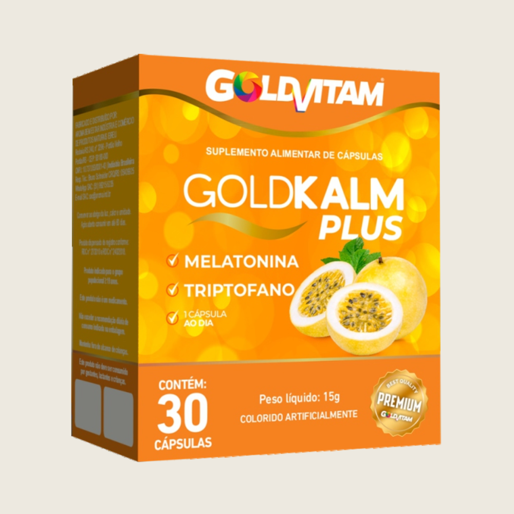 GoldKalm Plus – Melatonina + Triptofano (30 Cápsulas)