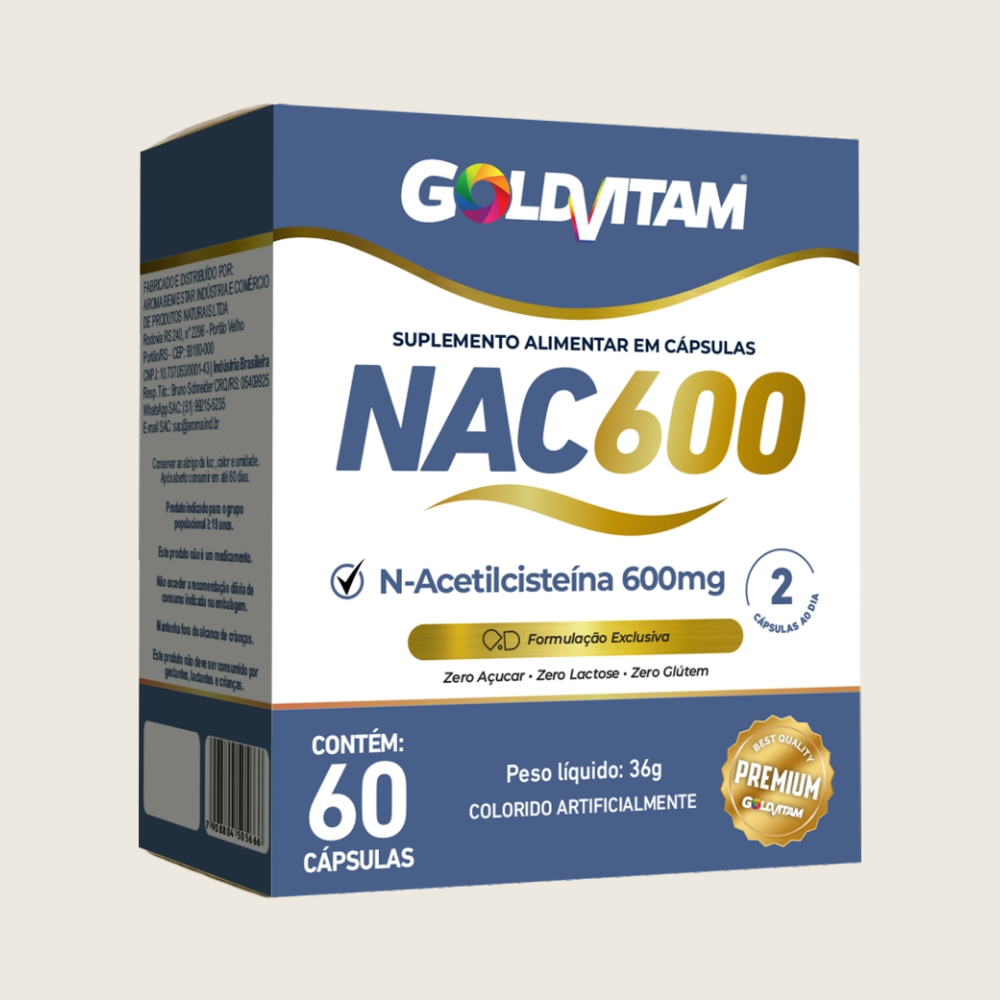 NAC 600 60 Cápsulas | N-Acetilcisteína 600mg
